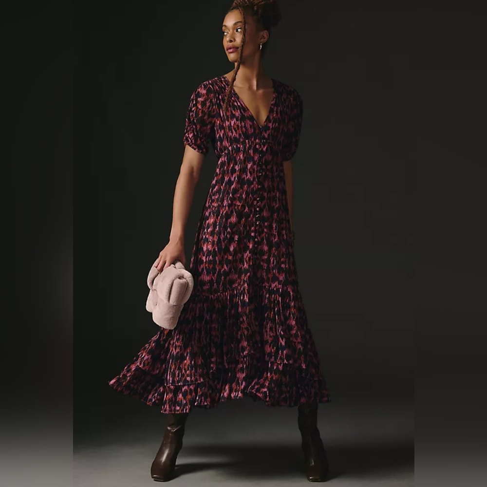 By Anthropologie ruched maxi dress